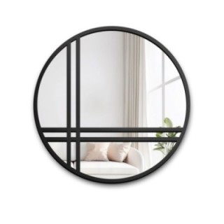 Oglindă rotundă cu bare muntin în ramă mdf negru mat - OKTAN II - culoare ramă la alegere