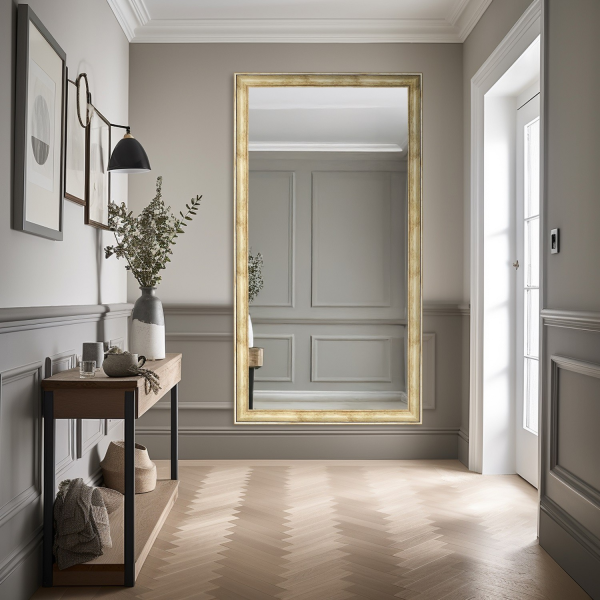 Oglindă cu ramă din lemn auriu – 5401008