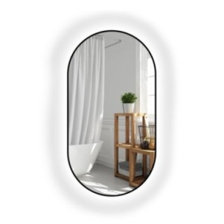 Oglindă ovală cu ramă neagră din MDF SLIM cu iluminare - OLI LED - culoarea ramei la alegere