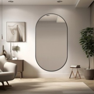 Oglindă ovală cu ramă neagră din MDF SLIM - OLI - culoarea ramei la alegere