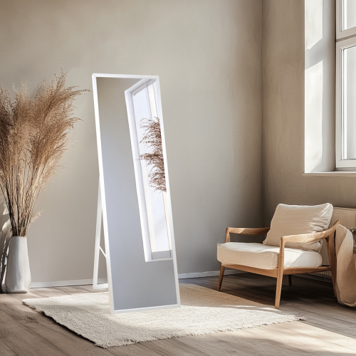 Oglindă de podea pentru dressing, în ramă subțire din lemn - 1502 - culoarea ramei la alegere