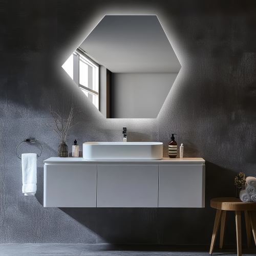 Oglindă de formă geometrică cu iluminare – GEOME LED