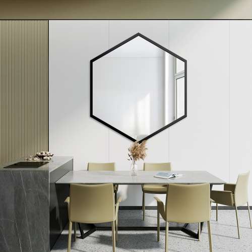 Oglindă de formă geometrică în ramă – HEXA ÎN CADRU