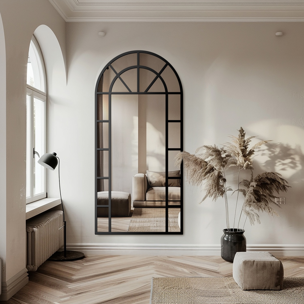 Oglindă semiovală cu bare muntin în ramă mdf loft - FEREASTRĂ II - culoarea ramei la alegere Oglindă semiovală cu bare muntin în ramă mdf loft - FEREASTRĂ II - culoarea ramei la alegere