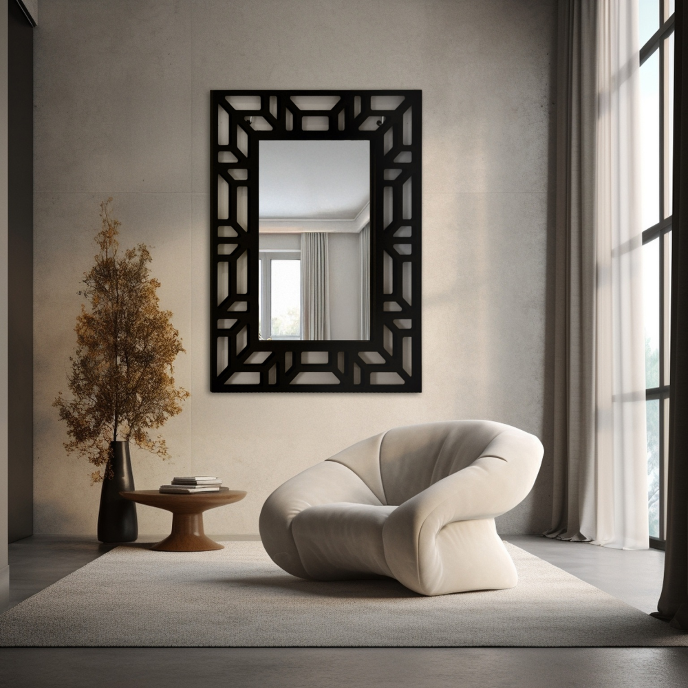 Oglindă în ramă decorativă din MDF traforat - ROZEL - culoarea ramei la alegere