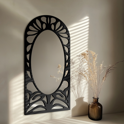 Oglindă semi-ovală cu decor MDF ajurat – VERONELLE ROSAVA 95x200