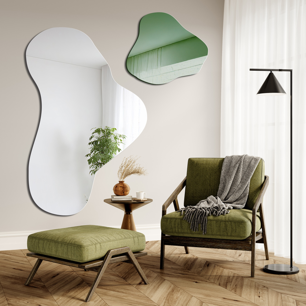 Oglindă verde neregulată - LEAFY GREEN