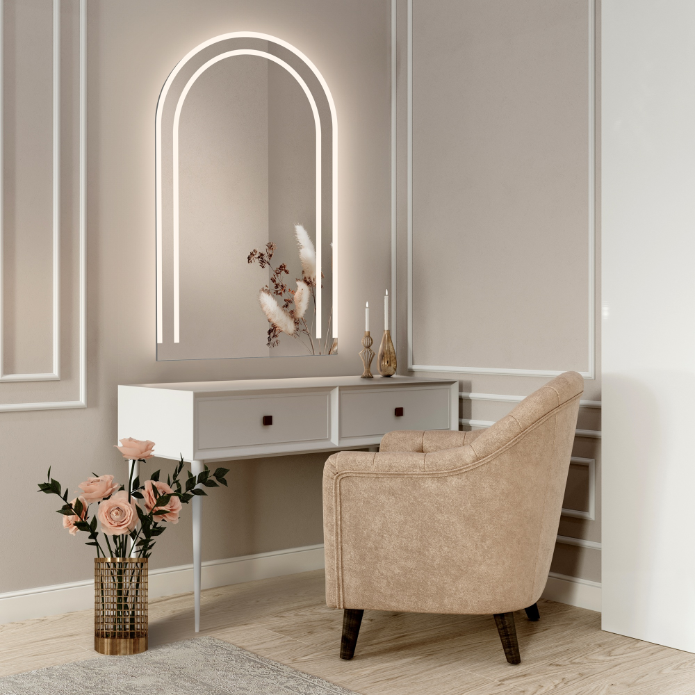 Oglindă de baie semi-ovală cu iluminare - KORIA LED Oglindă de baie semi-ovală cu iluminare - KORIA LED