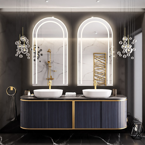 Set de două oglinzi de baie semi-oval cu iluminare - SET KORIA LED