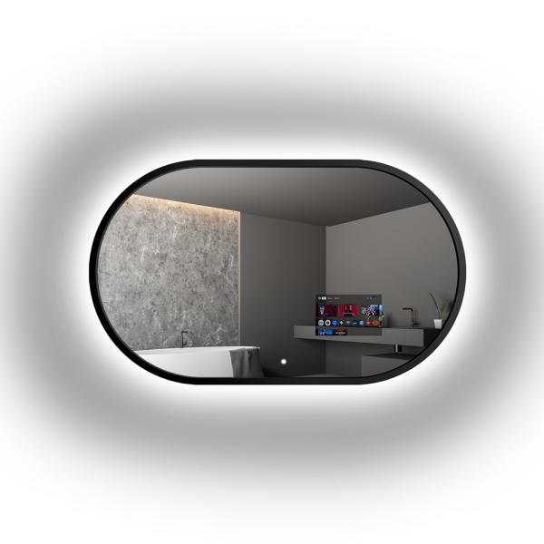 Oglindă inteligentă pentru baie într-o ramă din MDF negru cu iluminare din spate- OSKAR SMART LED - culoarea ramei la alegere