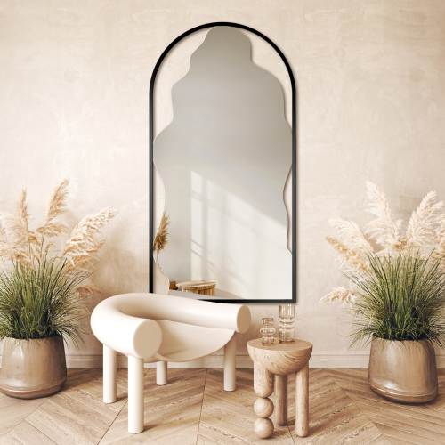 Oglindă neregulată într-o ramă semi-ovală din mdf - ONDRA - culoarea ramei la alegere