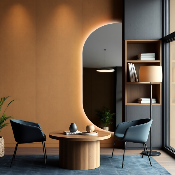 Oglindă cu formă neregulată și iluminare din spate - NOE LED