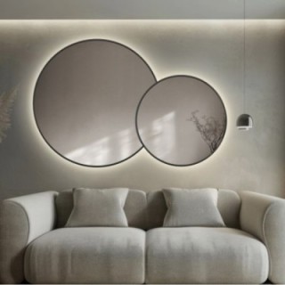 Oglindă rotundă cu ramă subțire din mdf cu iluminare - DOTTI LED