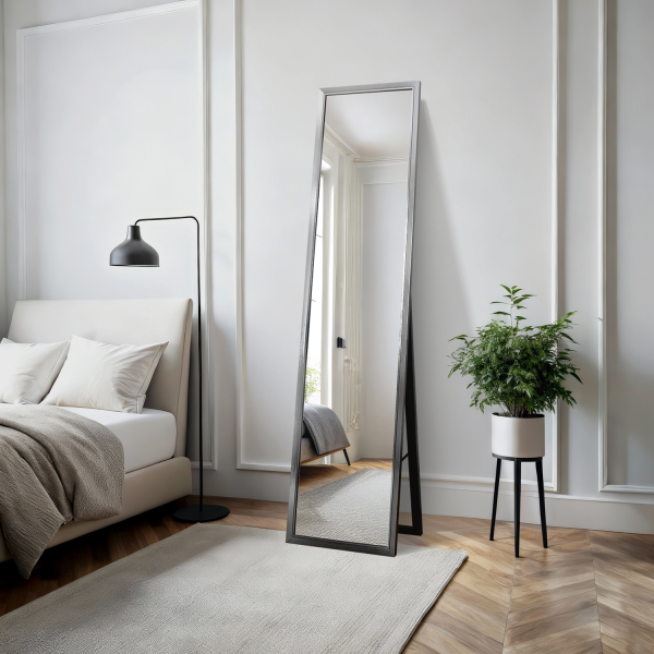 Oglindă de podea pentru dressing, în ramă elegantă din lemn - 2801 - culoarea ramei la alegere