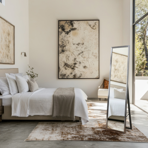 Oglindă de podea pentru dressing, în ramă elegantă din lemn - 2801 - culoarea ramei la alegere