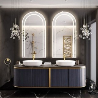 Set de două oglinzi de baie semi-oval cu iluminare - SET KORIA LED