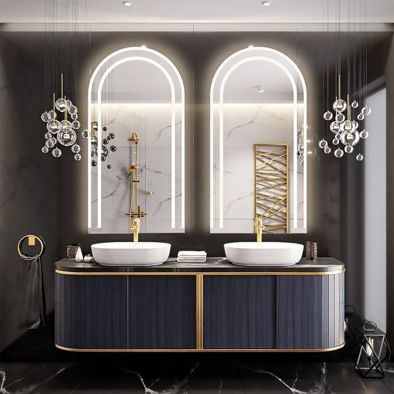 Set de două oglinzi de baie semi-oval cu iluminare - SET KORIA LED