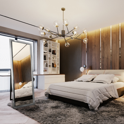 Oglindă de podea pentru dressing, în ramă din lemn - 5201 - culoarea ramei la alegere