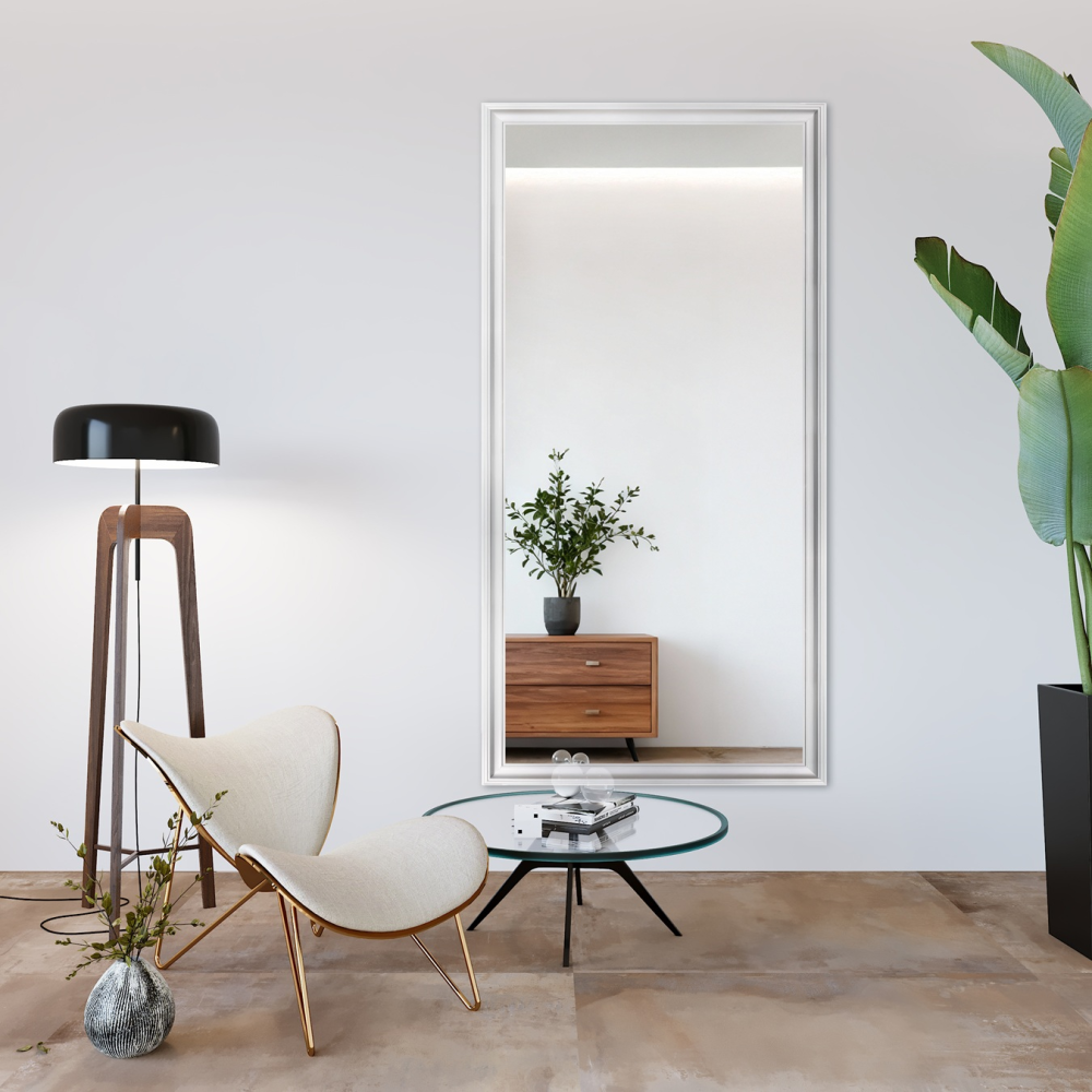 Oglindă Glamour în ramă albă - 6004004