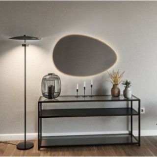 Oglindă organică în ramă aurie din MDF SLIM cu iluminare - ZOE LED - culoarea ramei la alegere