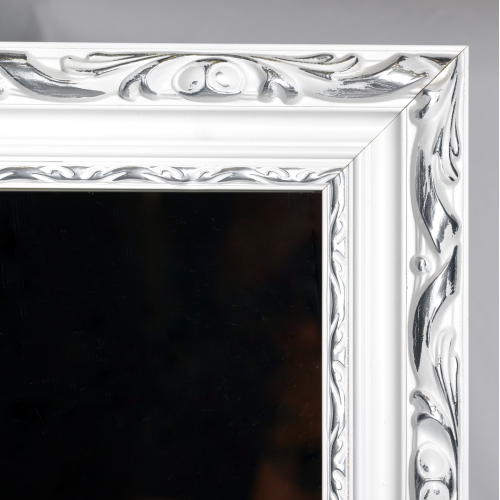 Oglindă în ramă de lemn ornamentală albă - 5004001