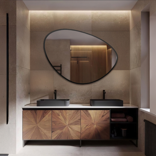 Oglindă de formă neregulată într-o ramă - OBSYDIAN ÎN CADRU