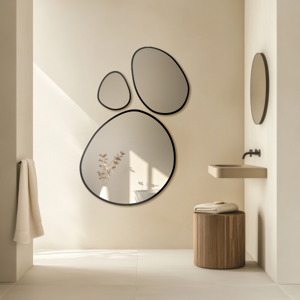 Set de trei oglinzi organice înrămate - OPALIT ÎN CADRU