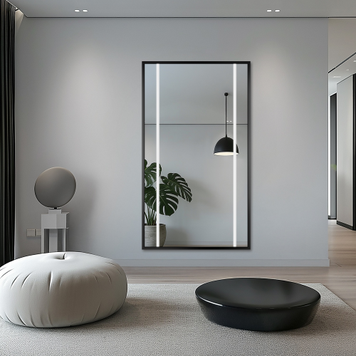 Oglindă cu ramă neagră cu iluminare - 1503 LED II - culoare la alegere a ramei