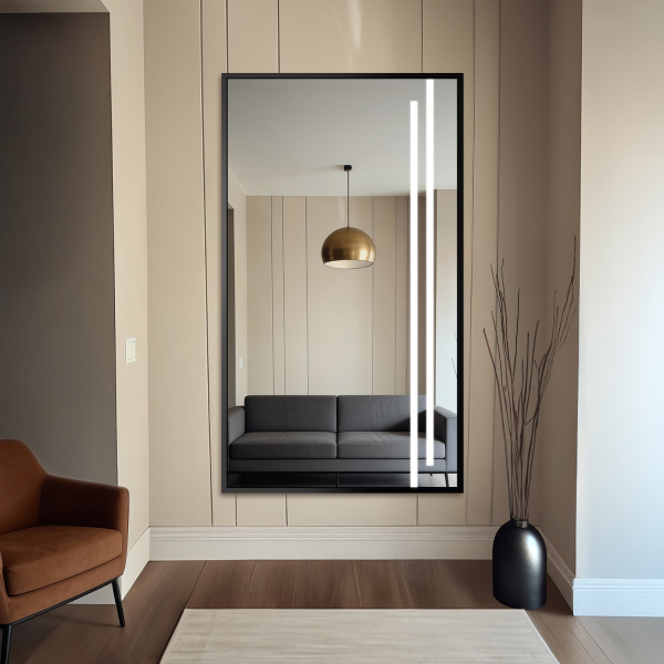 Oglindă în ramă neagră cu iluminare - 1503 LED III - culoare la alegere a ramei