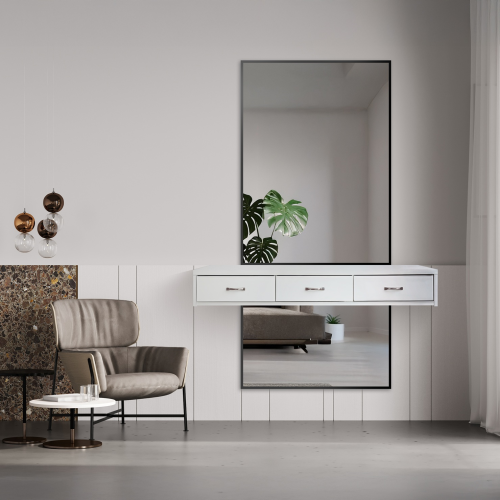 Oglindă cu ramă neagră pentru măsuță de toaletă în două părți - 1503 - culoarea ramei la alegere