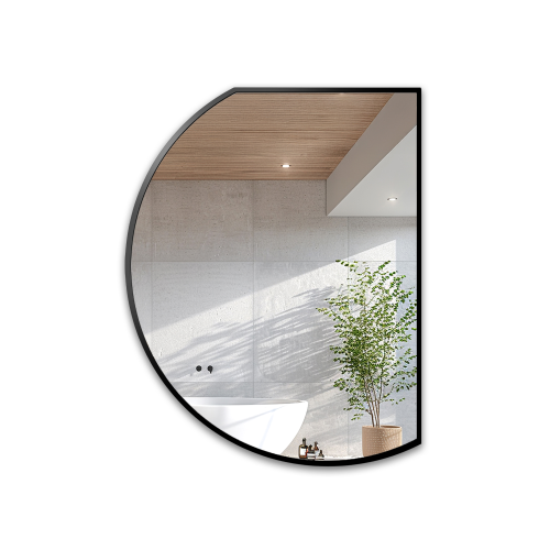 Oglindă de formă neregulată cu ramă din mdf negru mat - ODETTA