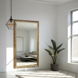 Oglindă în ramă de lemn ornamentală aurie - 5004003
