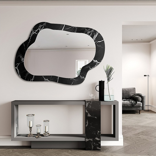 Oglindă neregulată pe marmură negru-argintiu – MARBLE GRISO