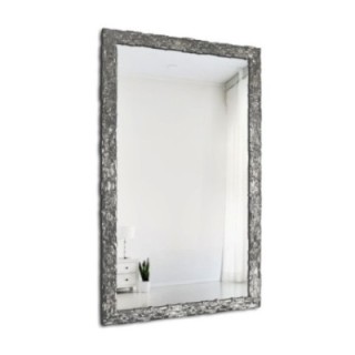 Oglindă de perete de lux cu ramă argintie bogat decorată - 9003002