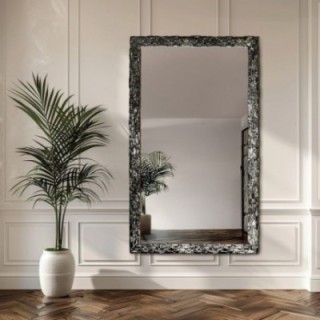 Oglindă de perete de lux în ramă grafit bogat decorată - 9003003