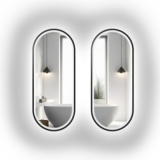 Set de oglinzi ovale în ramă mdf cu iluminare - OSKAR LED SET II