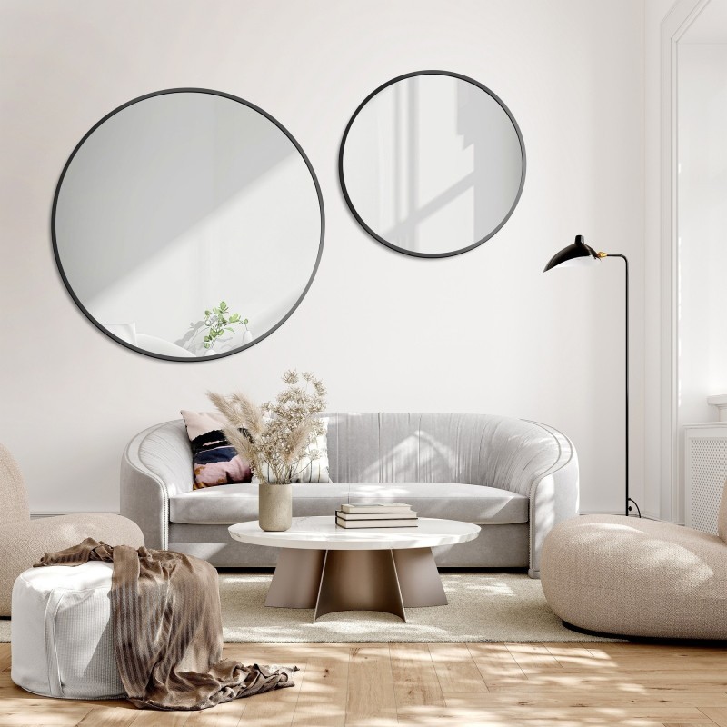 Set de oglinzi rotunde cu ramă neagră din MDF SLIM - OTYLIA SET - culoarea ramei la alegere