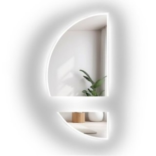 Oglindă de baie semicirculară în două părți cu iluminare - DOPPIO LED II