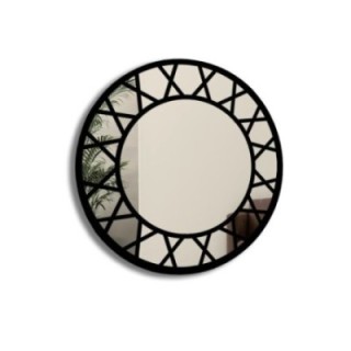Oglindă decorativă rotundă cu muntins în stil loft - ELENA