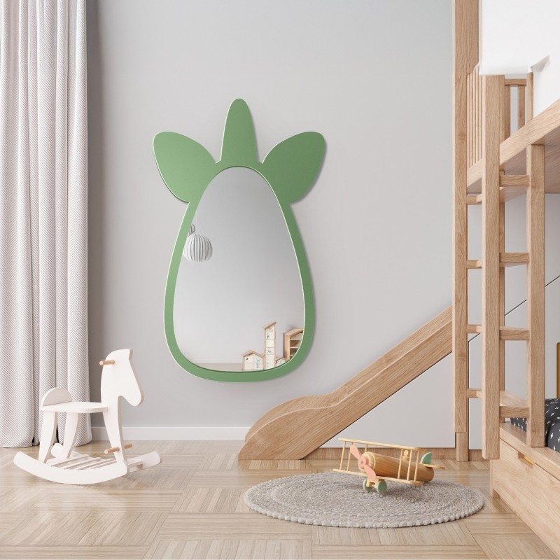 Oglindă decorativă de perete pentru copii în ramă MDF - UNICORN