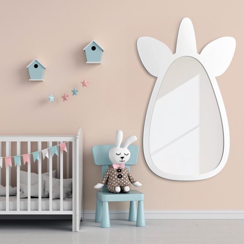 Oglindă decorativă de perete pentru copii în ramă MDF - UNICORN