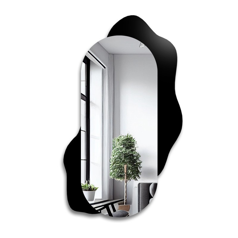 Oglindă decorativă ovală pe pată neagră - KLEKS