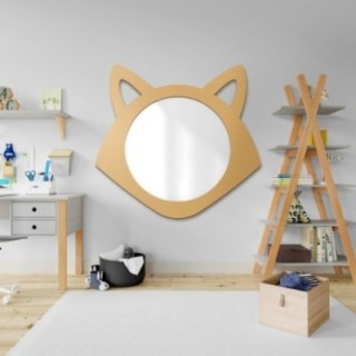 Oglindă decorativă de perete pentru copii în ramă MDF - VULPE
