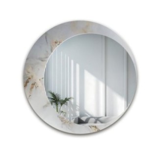 Oglindă rotundă pe marmură alb-auriu – MARBLE MARLUCE