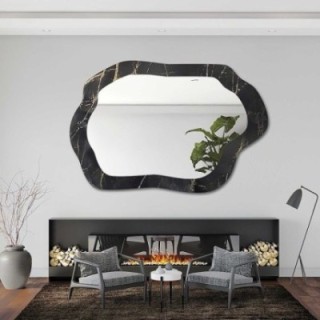 Oglindă neregulată pe marmură negru-auriu – MARBLE VERDI