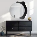 Oglindă decorativă rotundă pe pată neagră - PLAMKO