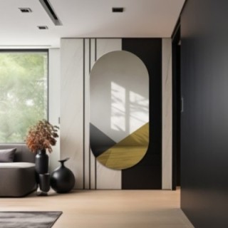 Oglindă decorativă ovală exclusivistă în negru și auriu - ROYAL