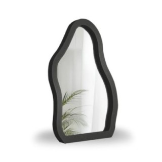 Oglindă cosmetică în ramă din MDF negru - STONE PETITE