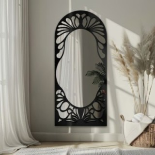Oglindă semi-ovală cu decor MDF ajurat – VERONELLE FIORE 90X200