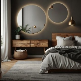 Set de oglinzi rotunde pentru baie cu iluminare - SET CERC LED